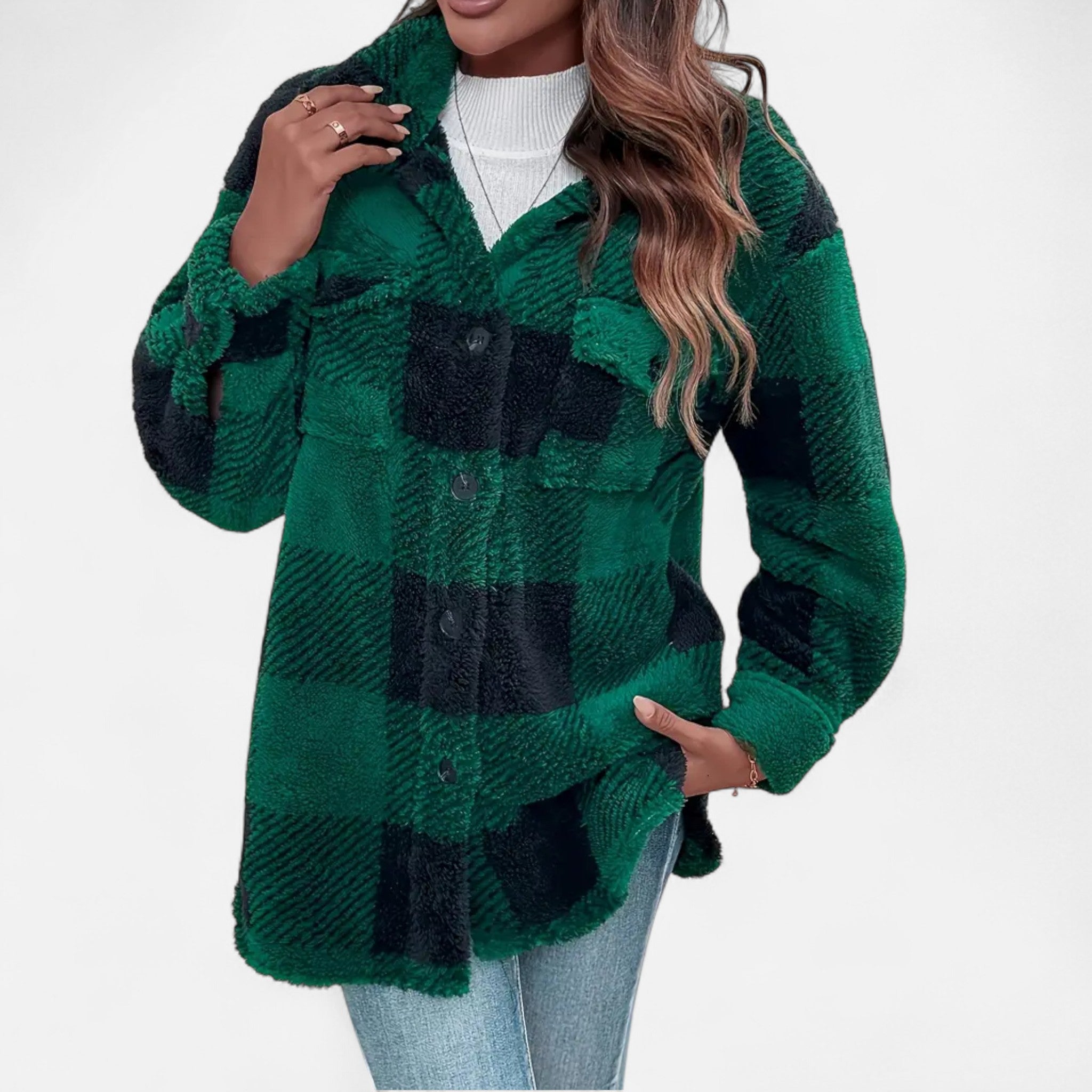 Women's Plaid Oversized Shacket with Button Front
