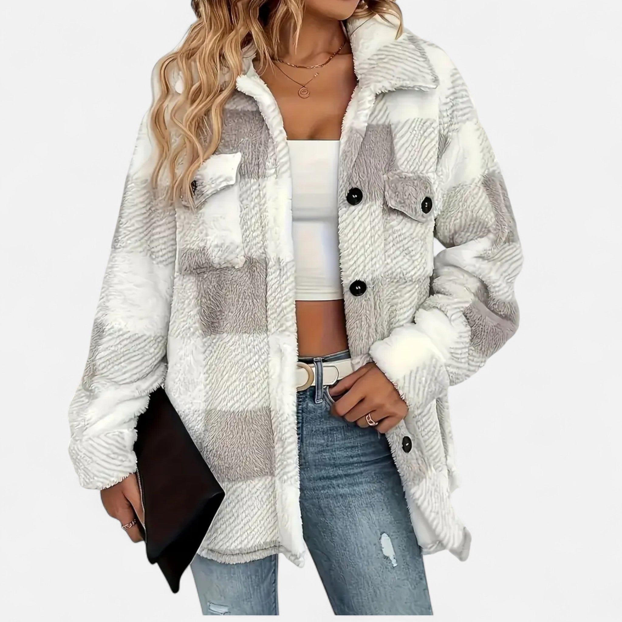 Women's Plaid Oversized Shacket with Button Front