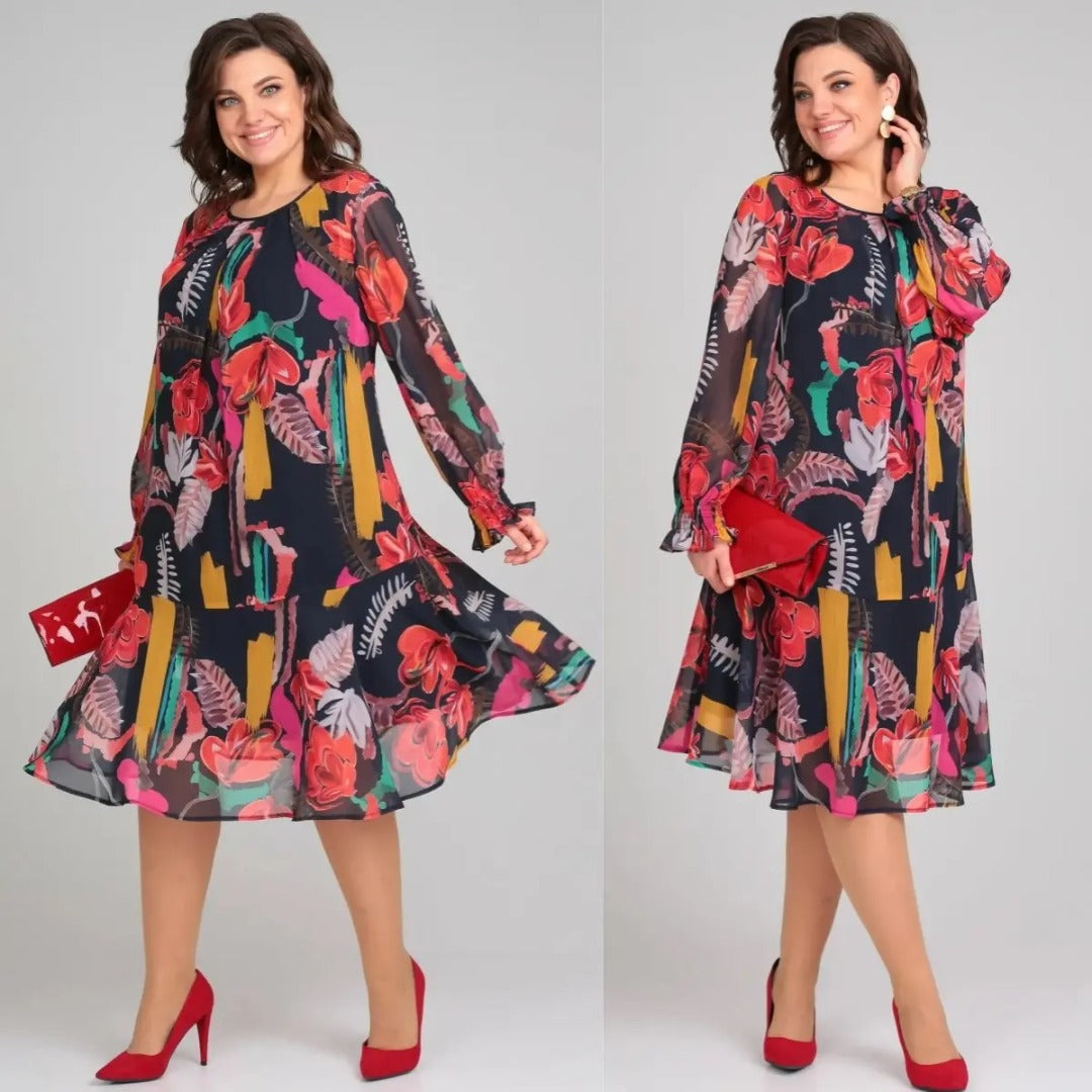 Women's Vibrant Floral Chiffon Swing Dress - photo 5