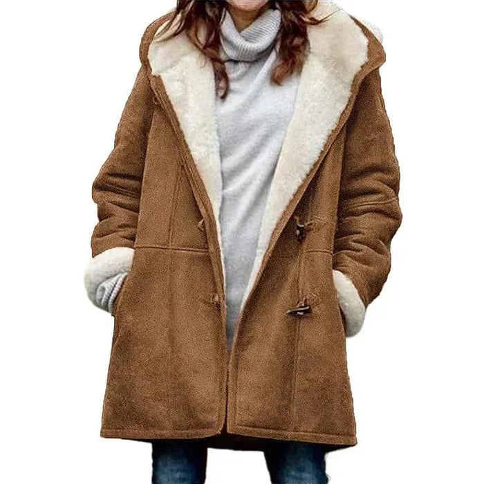 Women's Hooded Coat in Plush Cashmere-Like Material - photo 7