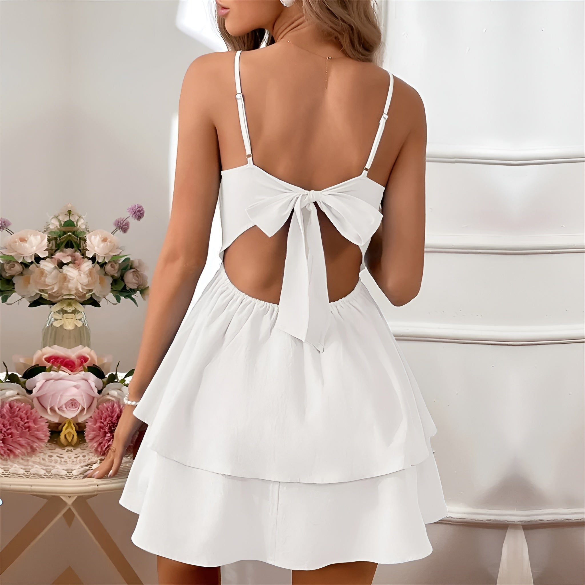 Women's Wedding Guest Mini Dress with Flattering Drape - photo 9