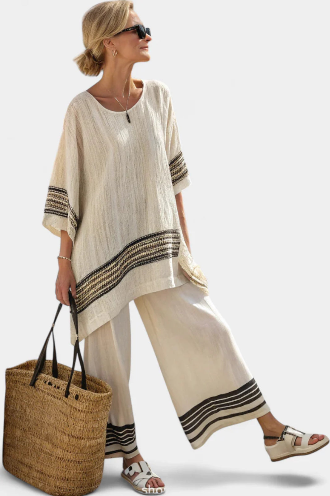 Anila - Completo elegante da donna in lino a due pezzi
