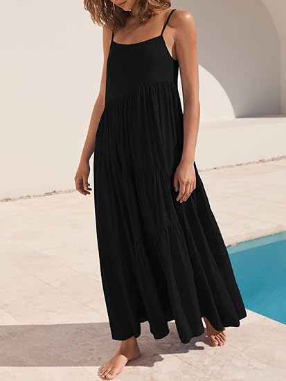 Women's Tiered Strappy Maxi Dress