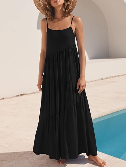 Women's Tiered Strappy Maxi Dress