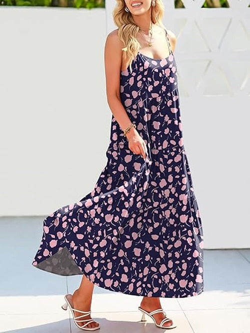 Women's Tiered Strappy Maxi Dress
