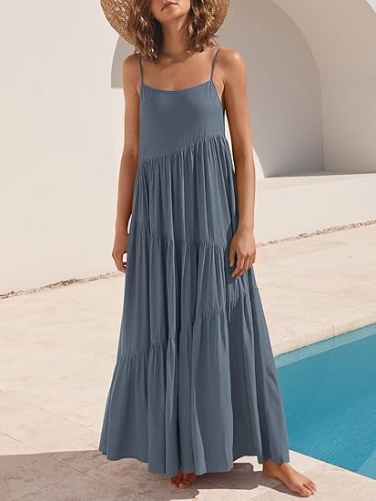 Women's Tiered Strappy Maxi Dress