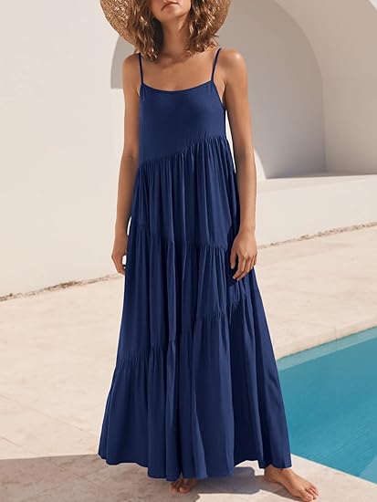 Women's Tiered Strappy Maxi Dress