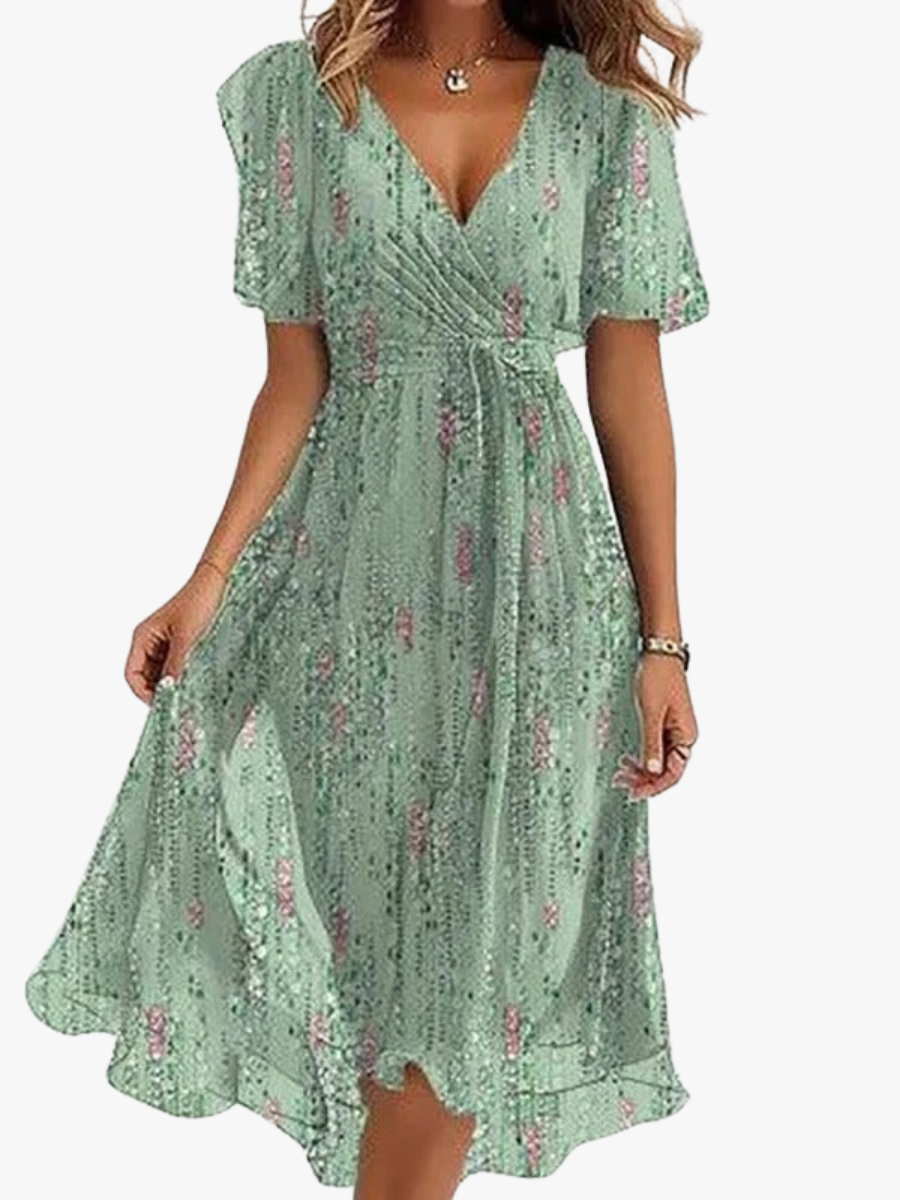 Robe Femme Midi Fleurie à Volants