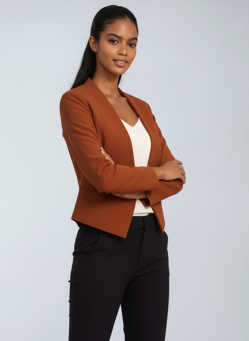 Dominika - Women's Cropped Blazer with Open Front