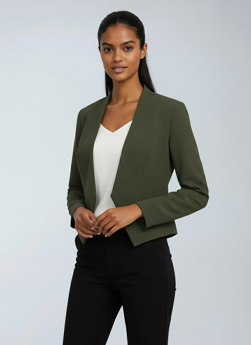 Dominika - Women's Cropped Blazer with Open Front