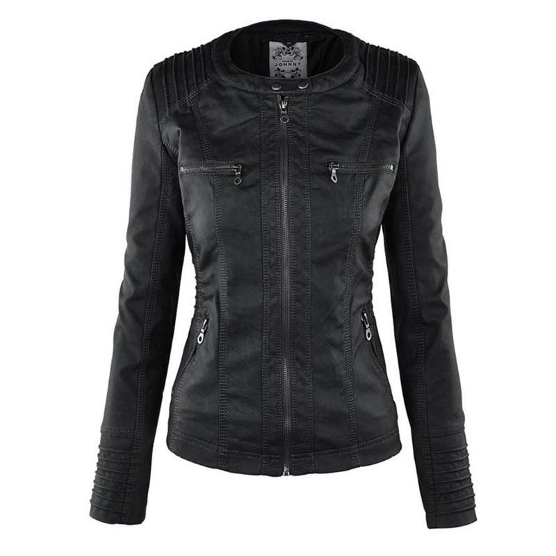 Veste Femme Style Motard à Capuche Amovible