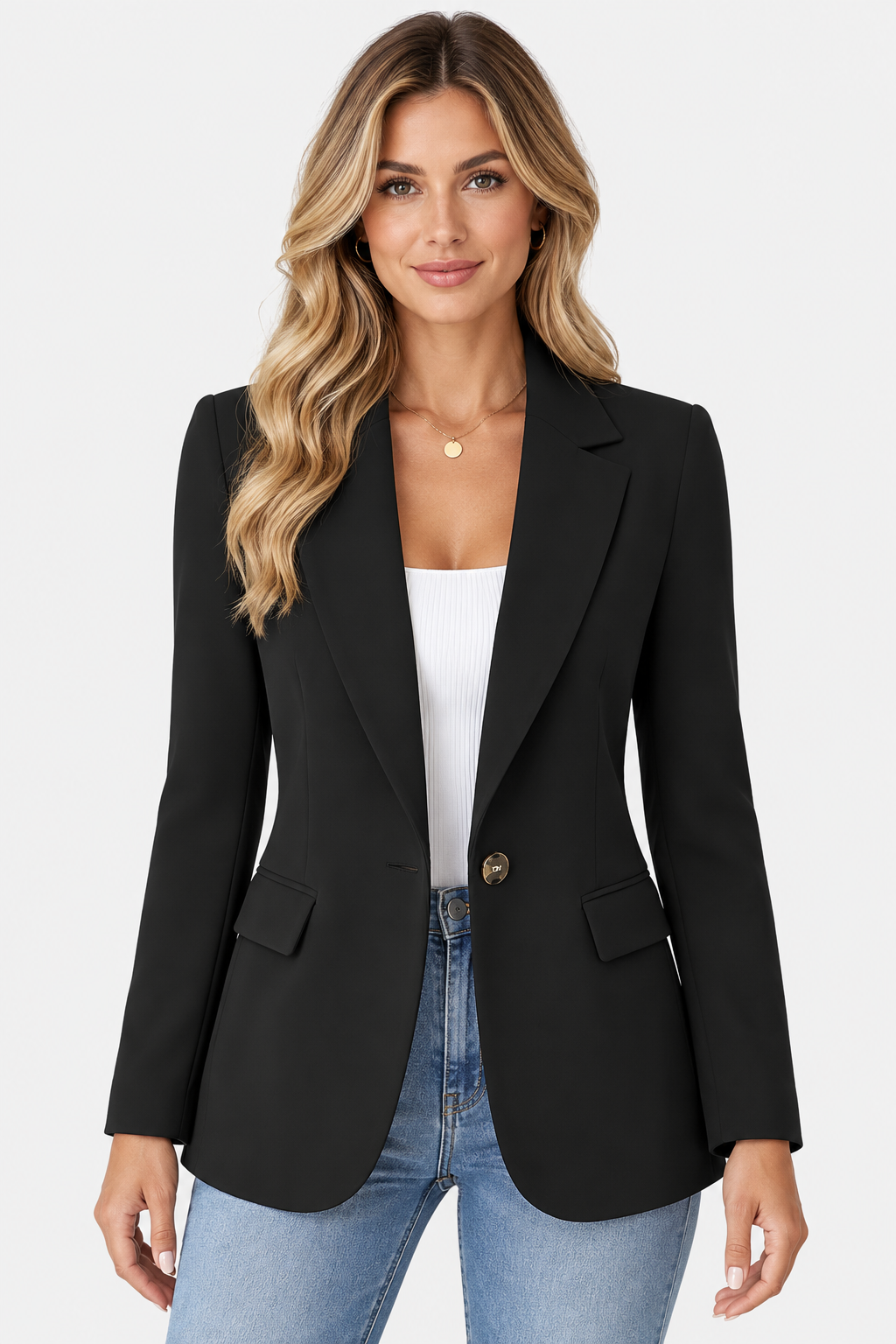 Women's Shawl Collar Tailored Blazer - Black