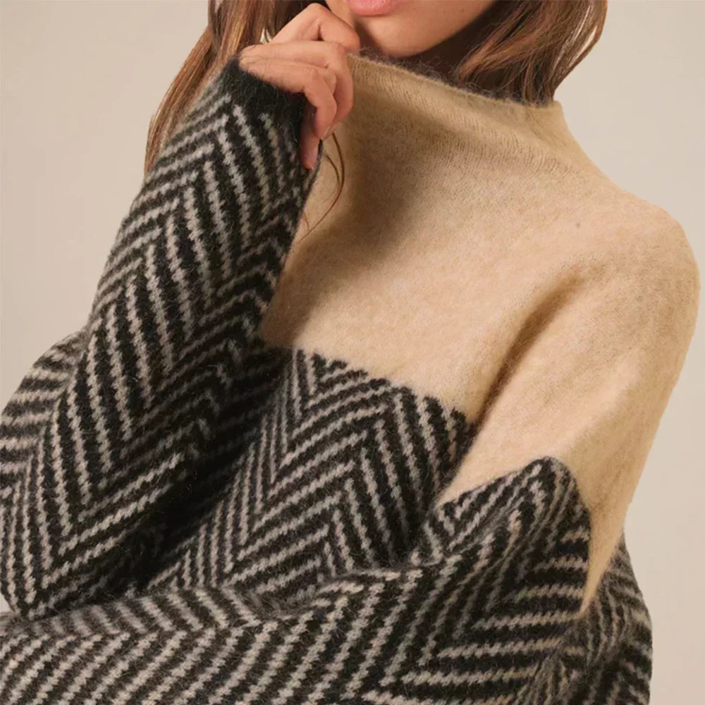 Stylish Herringbone Knit Sweater - Cozy Design - photo 4