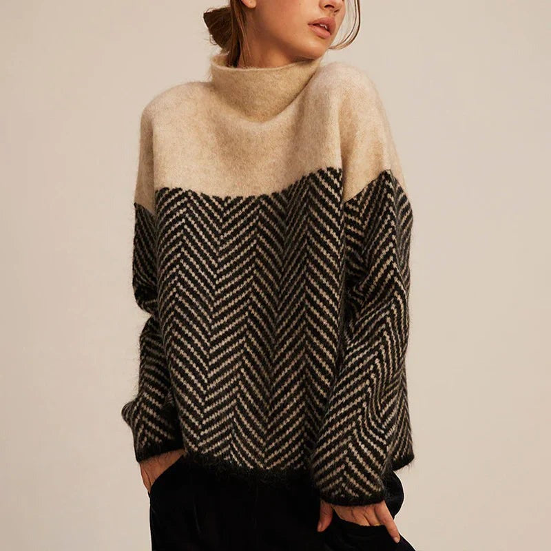 Stylish Herringbone Knit Sweater - Cozy Design - photo 2