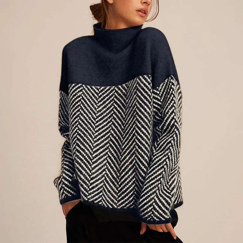 Stylish Herringbone Knit Sweater - Cozy Design - photo 1