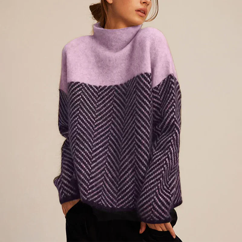 Maglione alla moda a spina di pesce - Design avvolgente