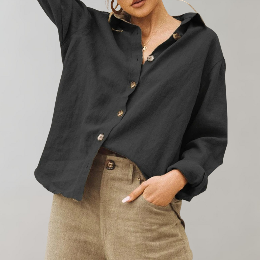 Bronwen - Women's Relaxed Shirt with Button Front