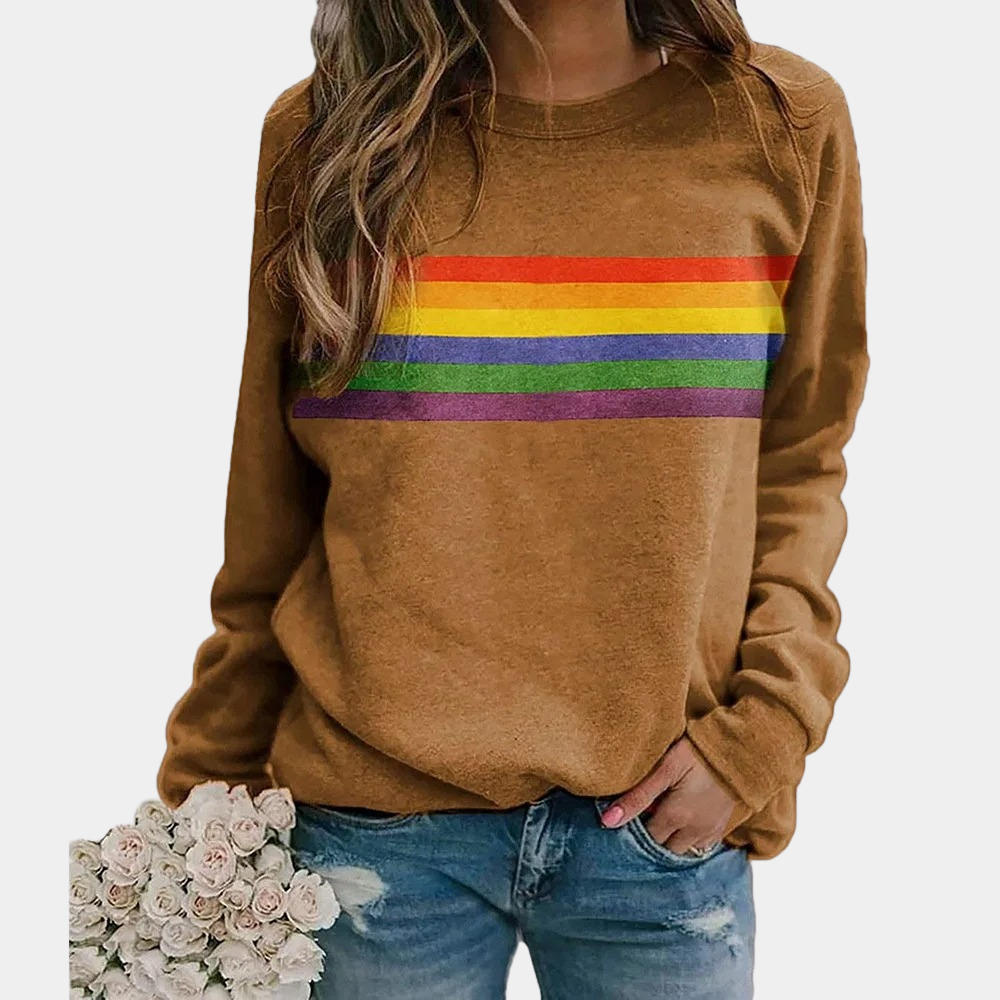 Felpa morbida vivace a righe arcobaleno