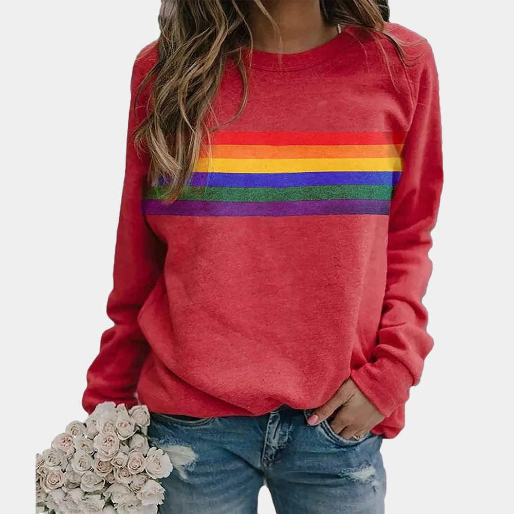 Felpa morbida vivace a righe arcobaleno