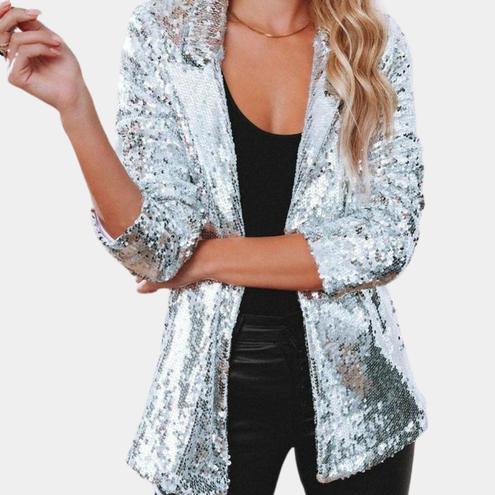 Rosalba - Women's Sequin Blazer with Open Front