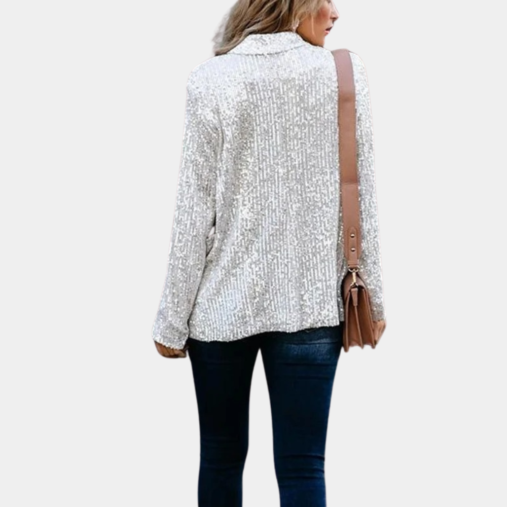 Rosalba - Women's Sequin Blazer with Open Front
