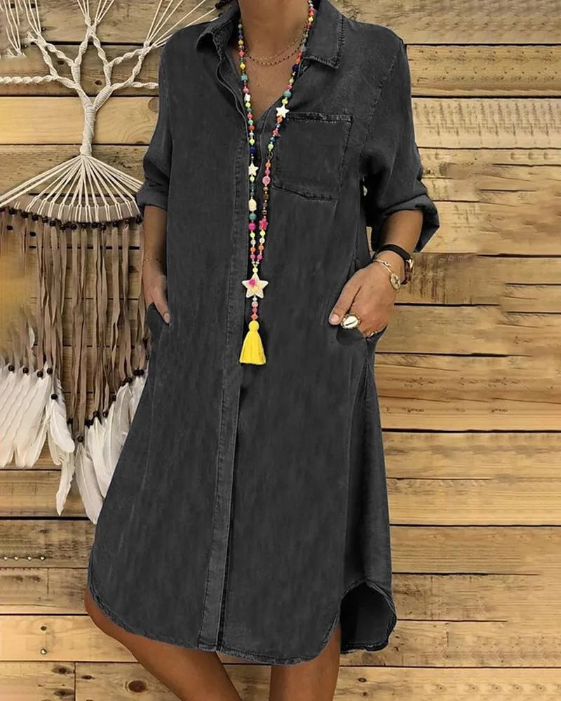 Stylish Casual Denim Shirt Dress with Comfortable Fit - photo 3
