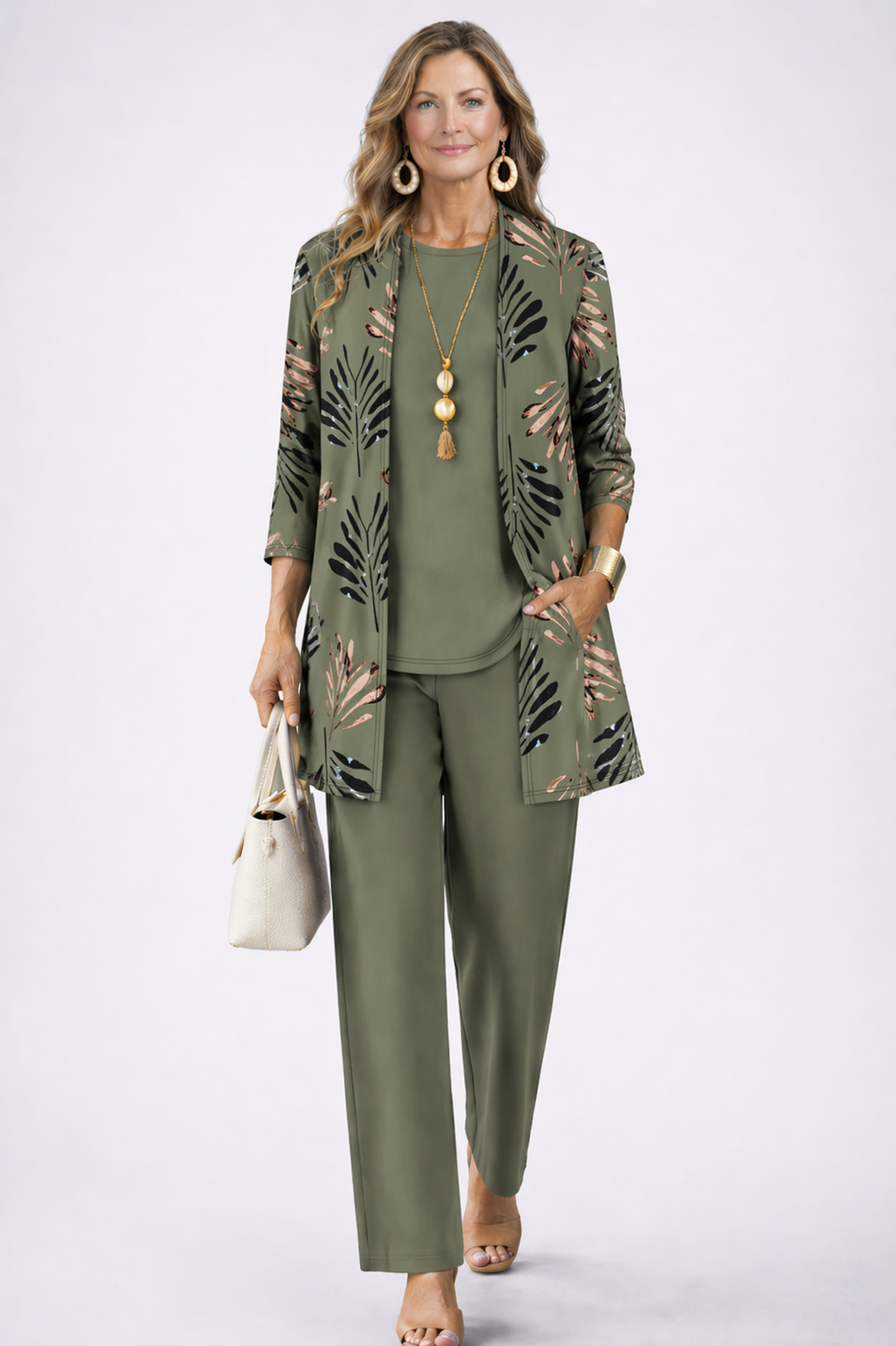 Women's Three-Piece Printed Set with Jacket and Pants