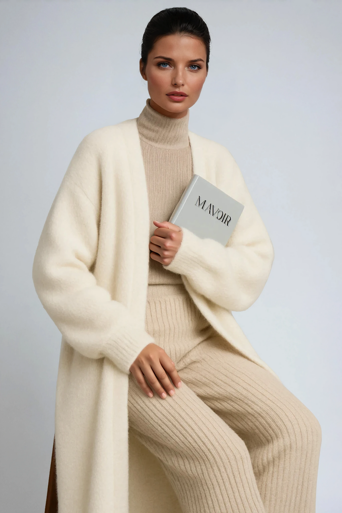Letizia - Women's Longline Cardigan with Draped Open Front
