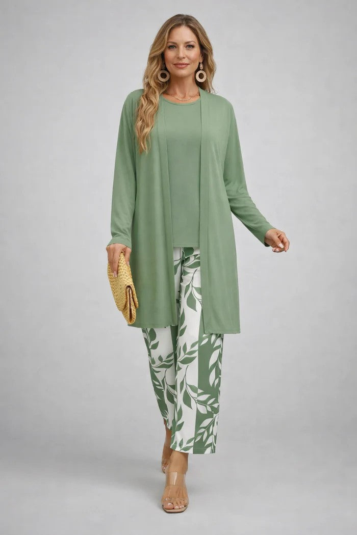 Women's Three-Piece Printed Set with Jacket and Pants