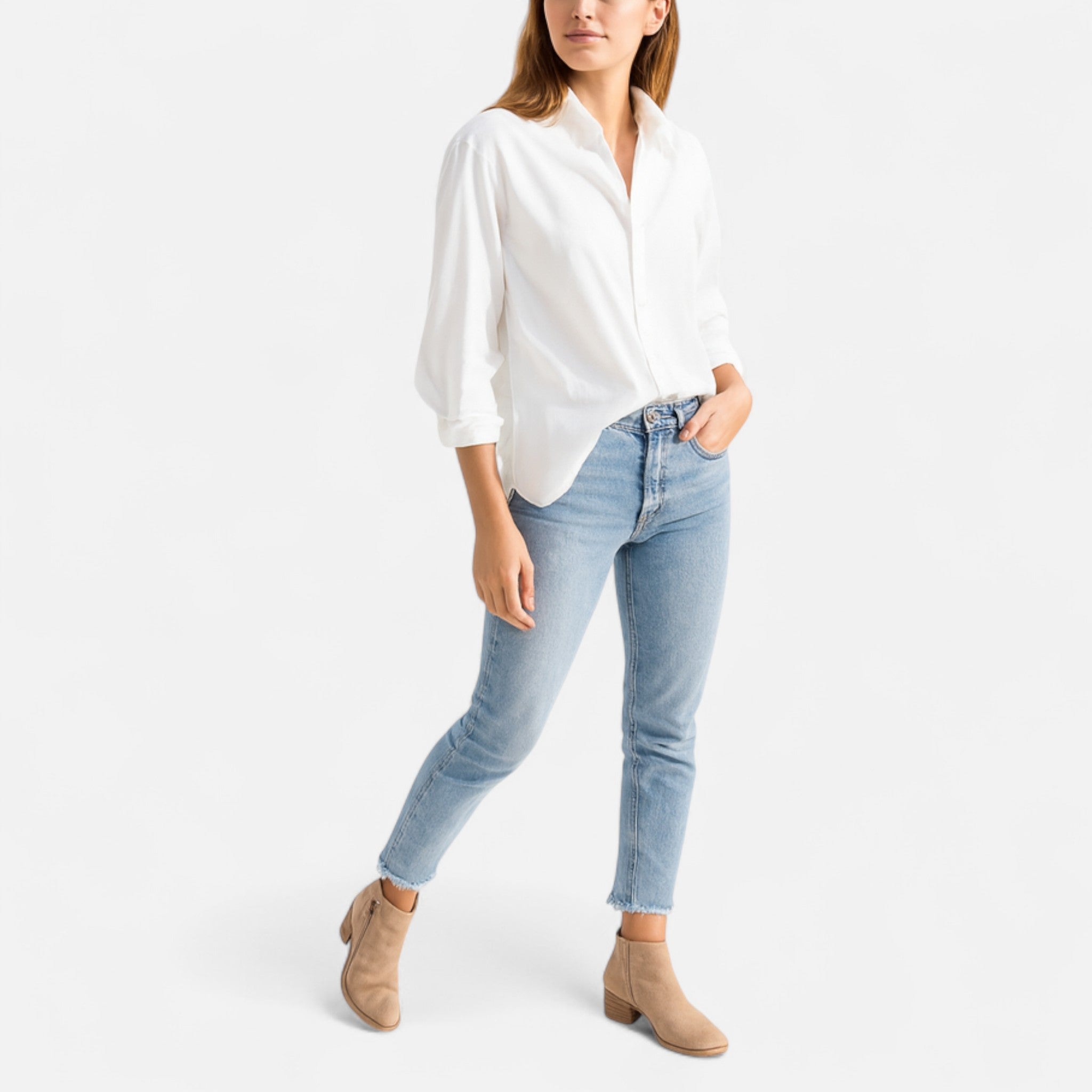 Women's Ankle Boots with Block Heel and Side Zip