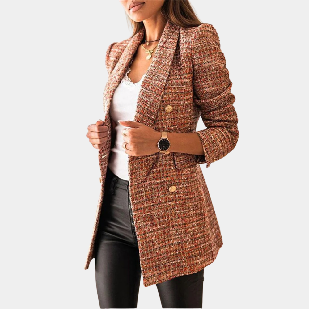 Corabel - Women's Tweed Blazer Coat with Button Front