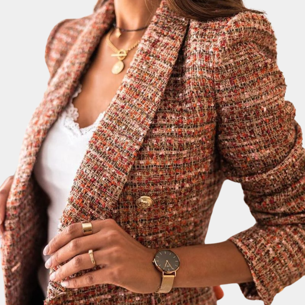 Corabel - Women's Tweed Blazer Coat with Button Front