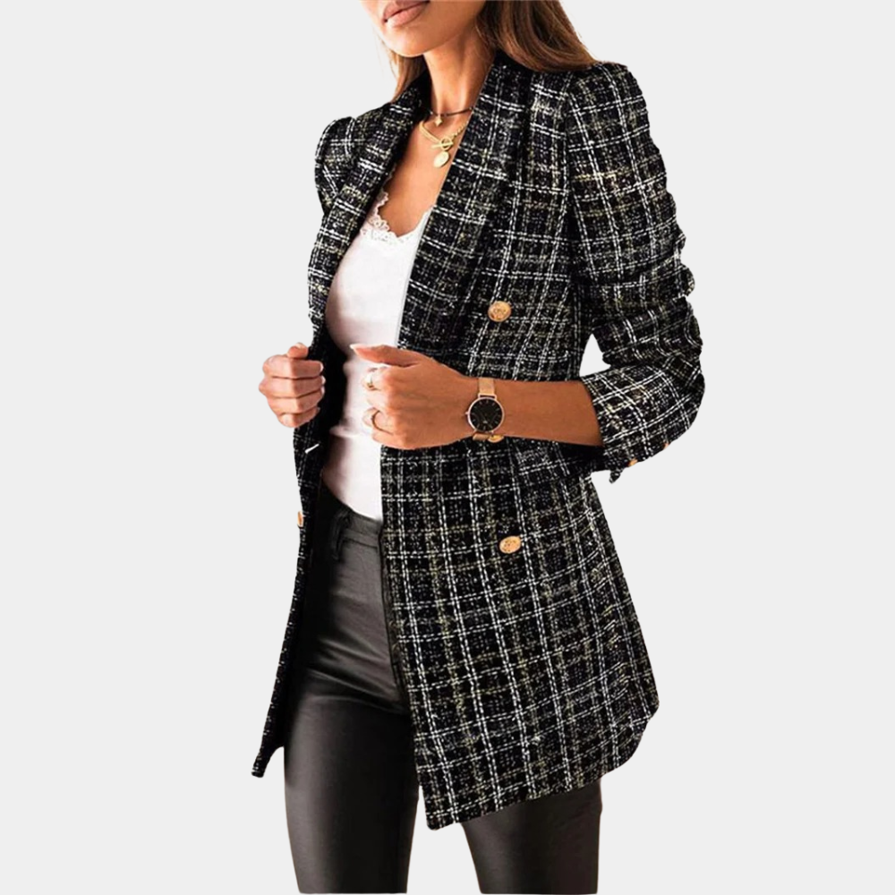 Corabel - Women's Tweed Blazer Coat with Button Front