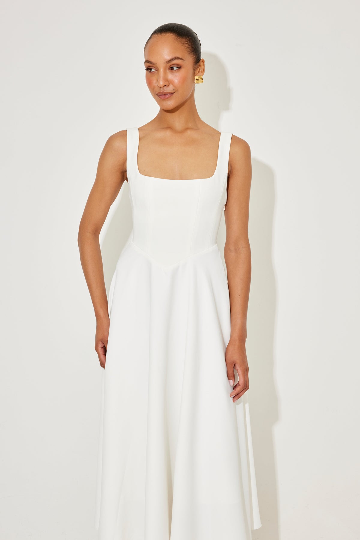 Lucilla - Women's Midi Dress with Square Neck