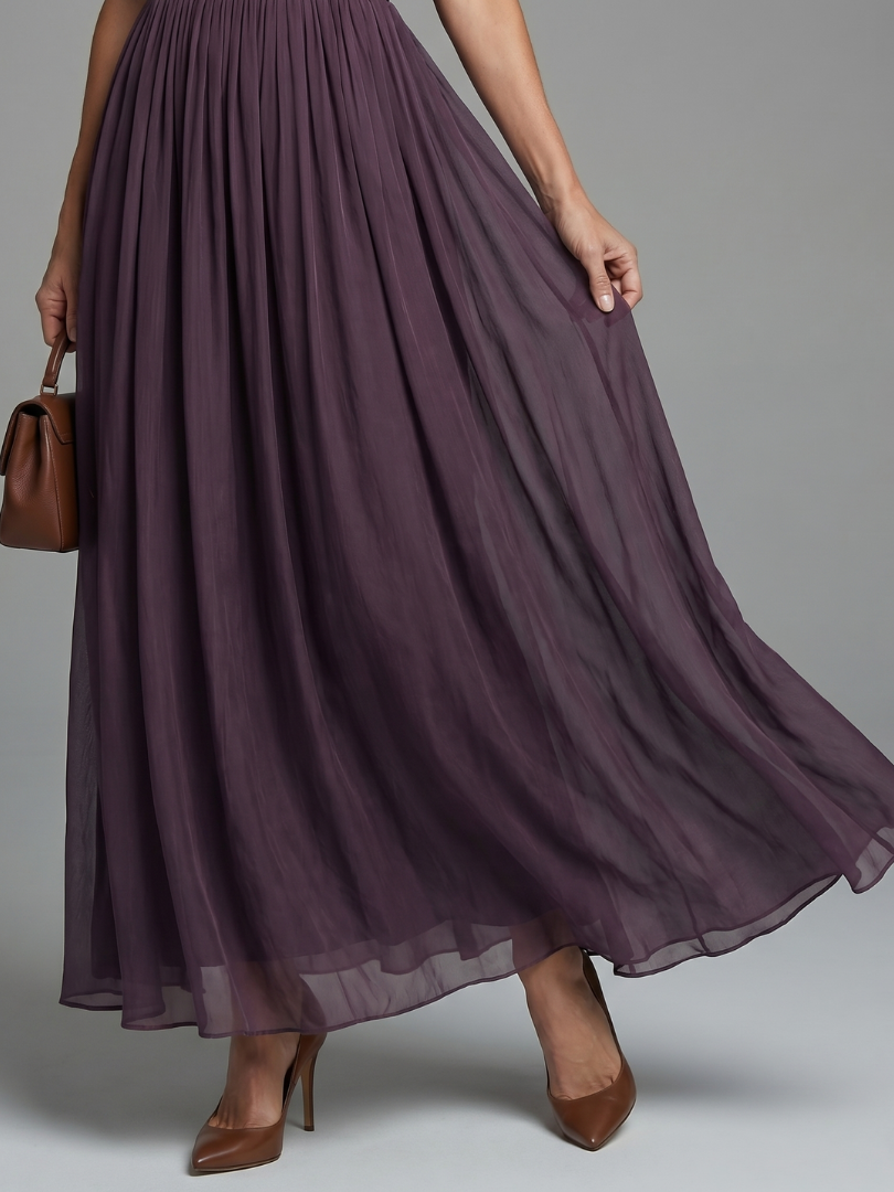 Abito da sera lungo floreale da donna con maniche lunghe
