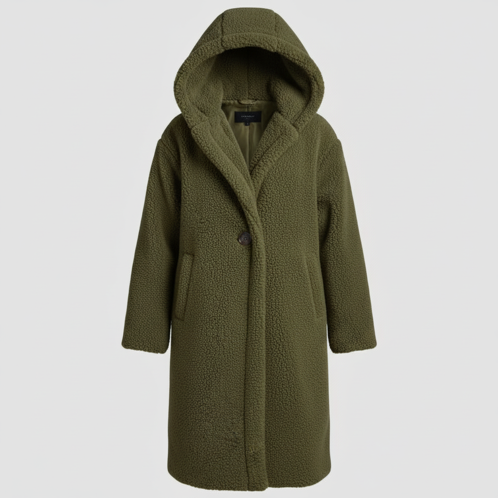 Women's Teddy Hooded Coat with Wide Lapels - photo 6