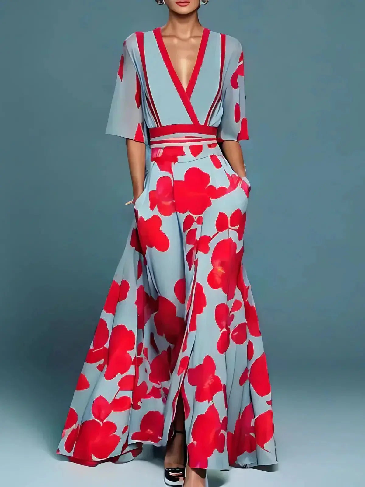Kelly - Abito lungo da donna con motivo floreale