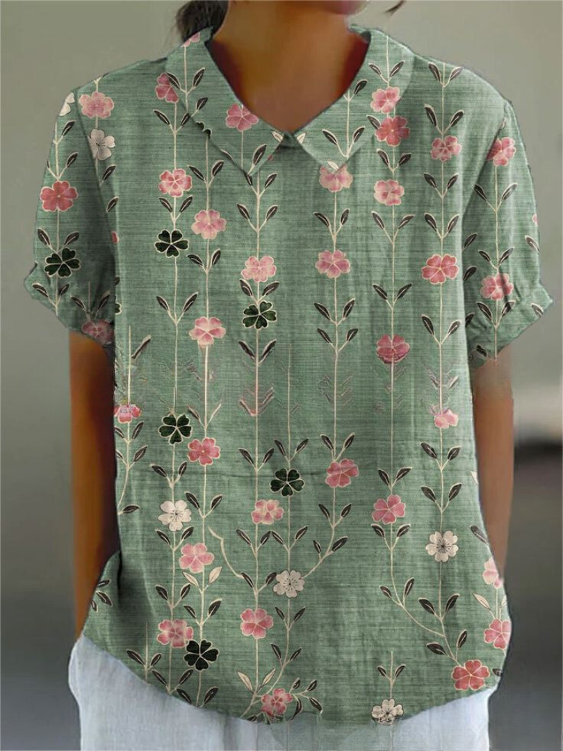 Lotte - Women's Floral Blouse with Relaxed Fit