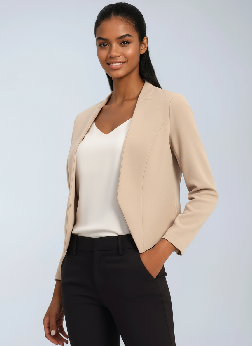 Dominika - Women's Cropped Blazer with Open Front