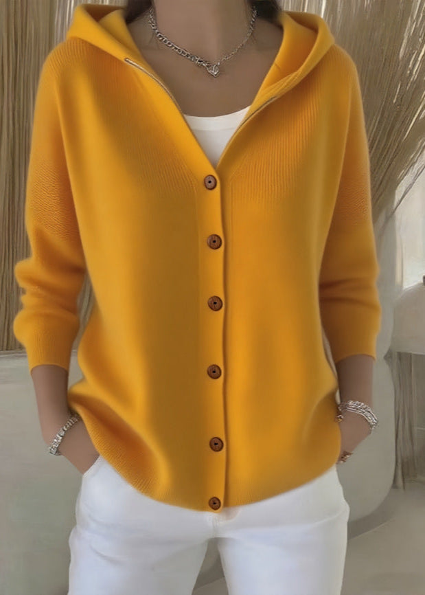 Women's Knit Cardigan with Hood and Button Front - photo 7