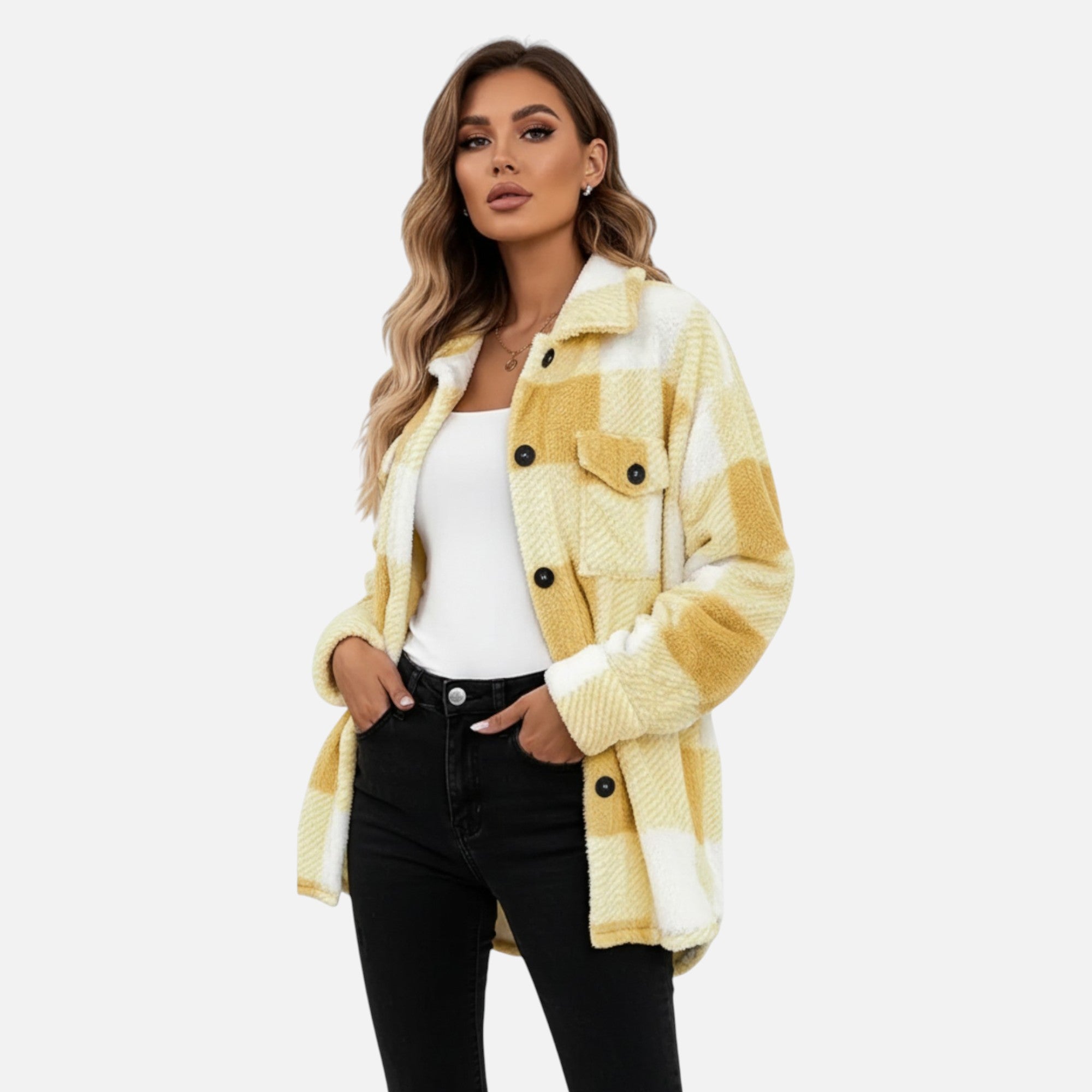 Women's Plaid Oversized Shacket with Button Front
