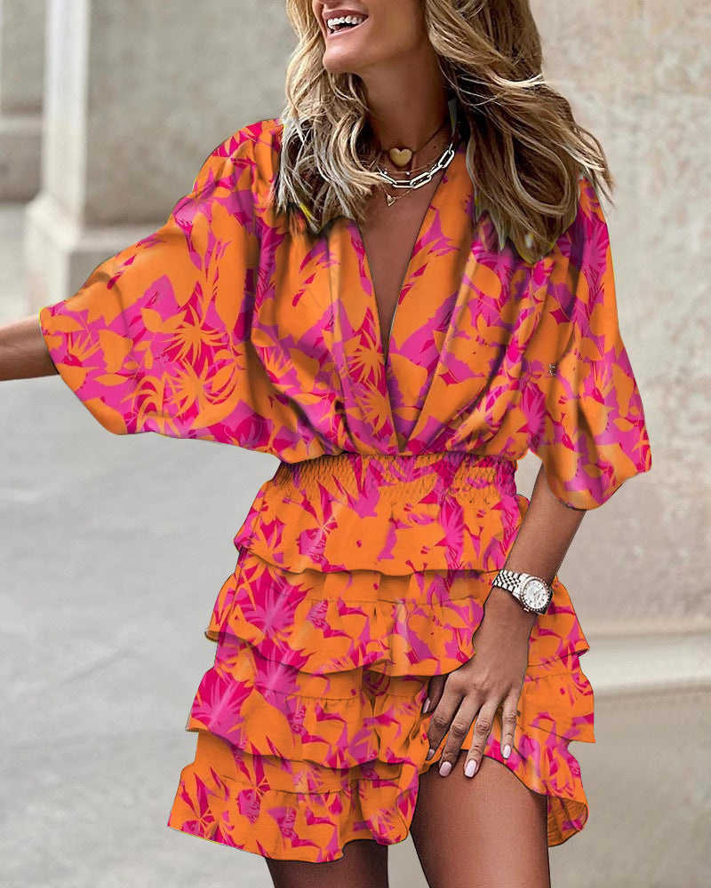 Ellie - Rochie mini cu imprimeu floral vibrant