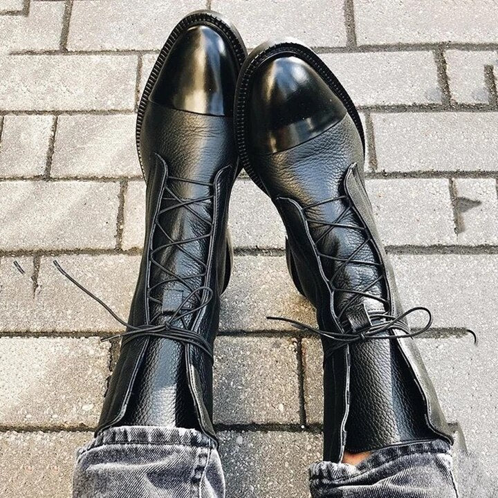Sophia - Botine de damă din piele cu șireturi