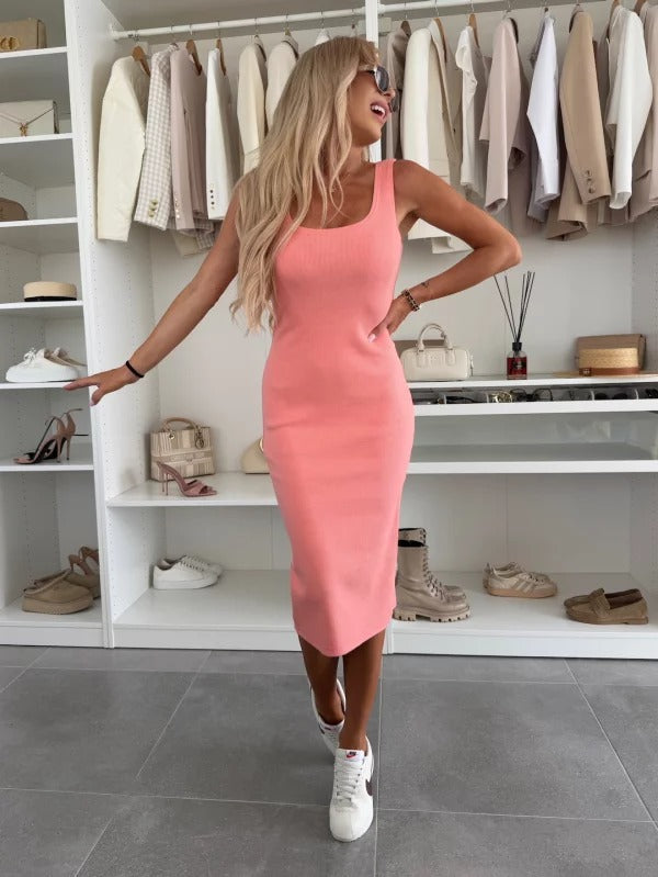Women's Long Sleeve Cardigan and Midi Dress Two-Piece Set