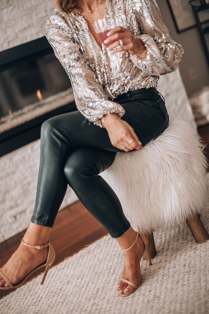 Greta - Women's Sequin Blouse with Long Sleeves