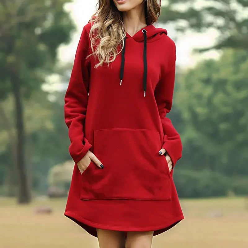 Eleonora - Women's Hoodie Dress with Drawstring Hood