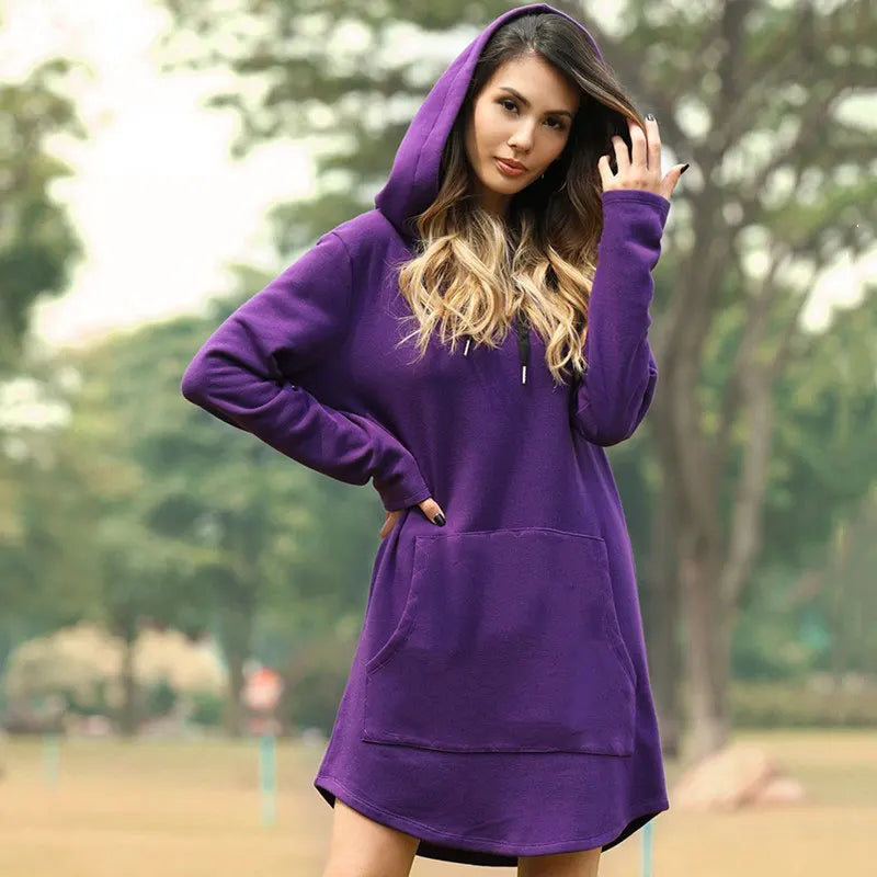 Eleonora - Women's Hoodie Dress with Drawstring Hood