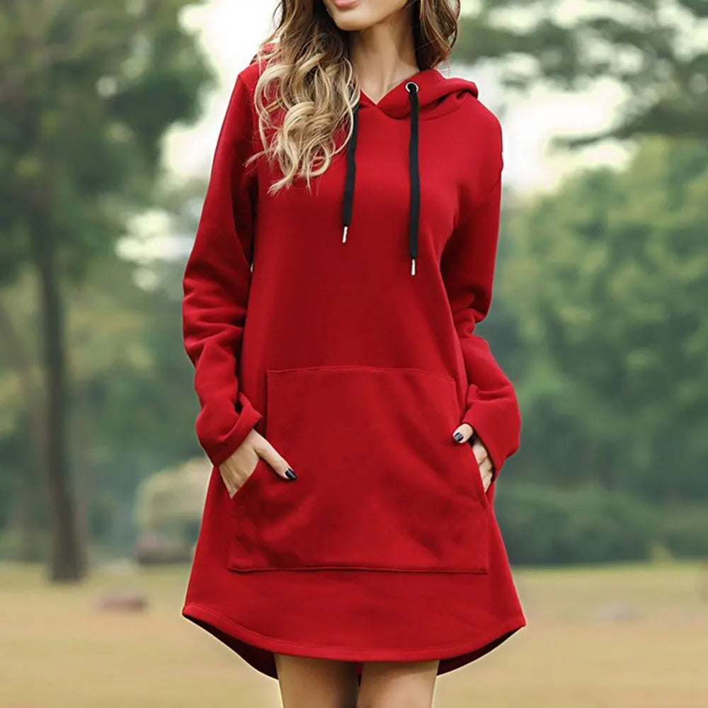 Eleonora - Women's Hoodie Dress with Drawstring Hood