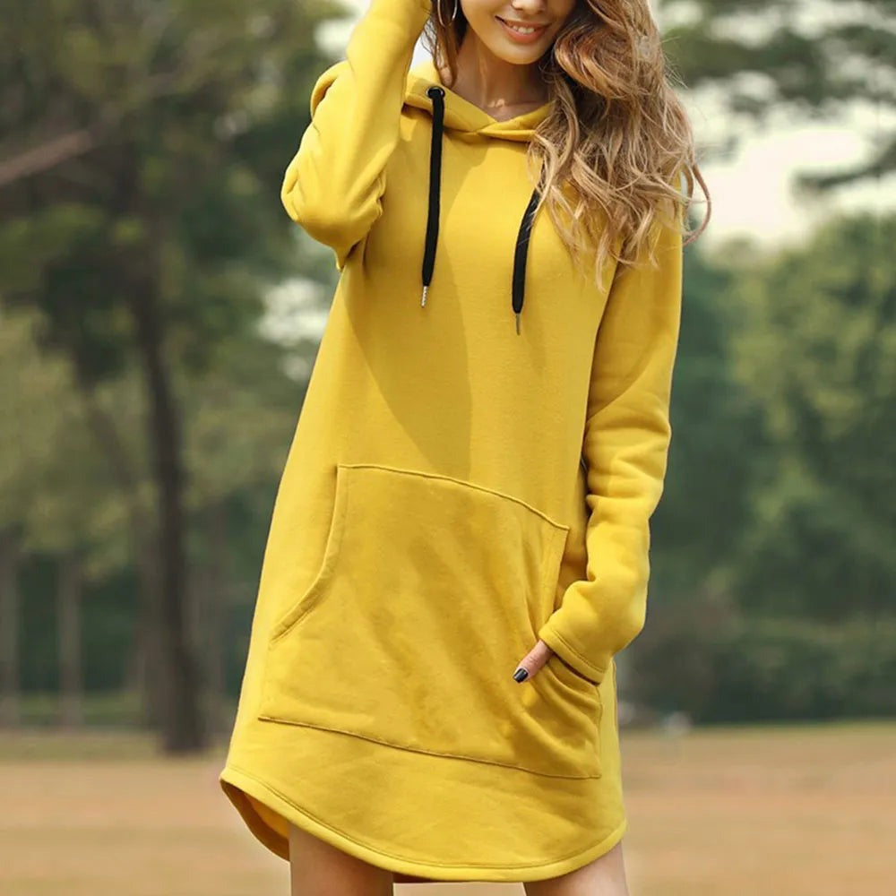 Eleonora - Women's Hoodie Dress with Drawstring Hood