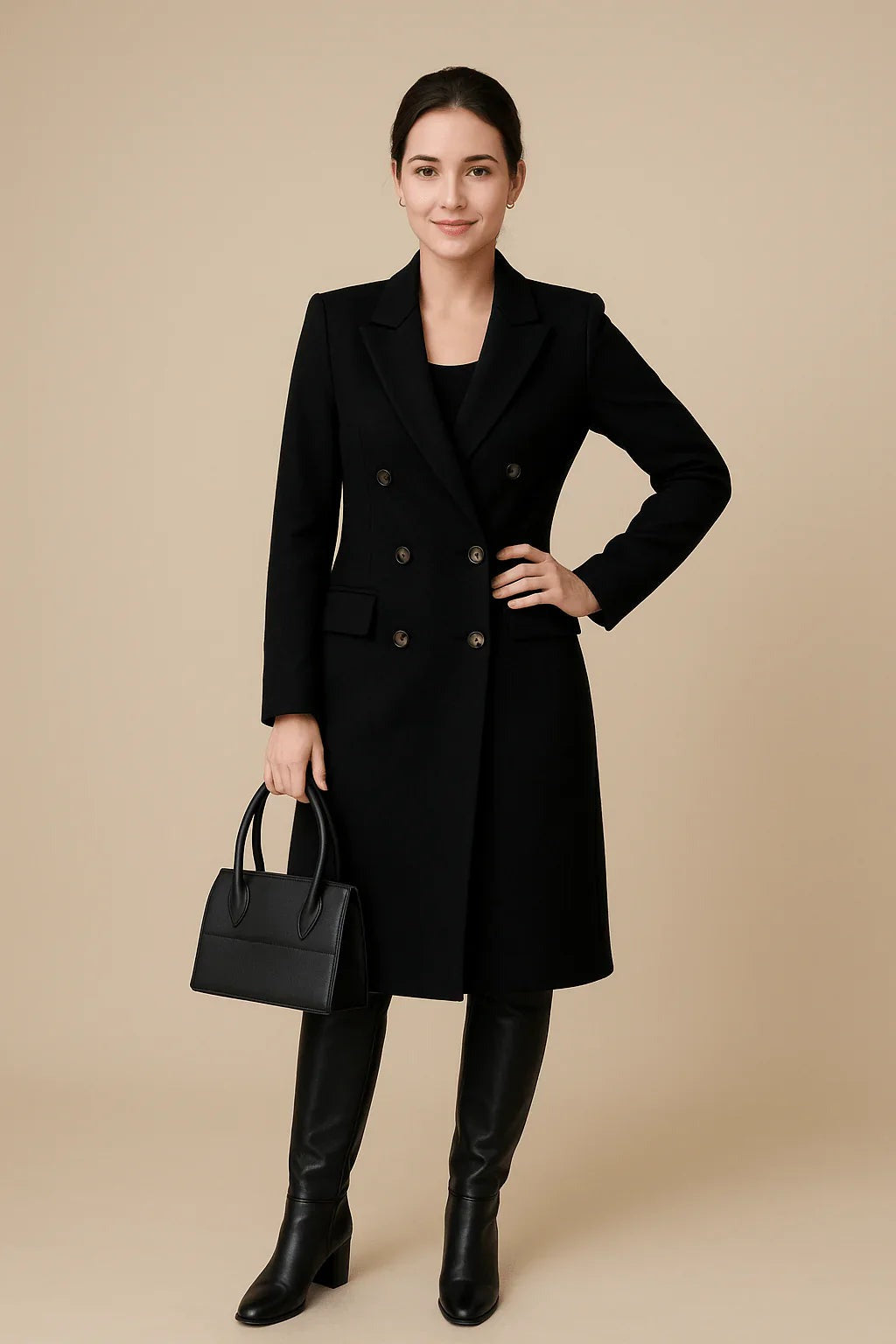 Johanna – Women’s Long Wool-Blend Double-Breasted Coat with Tailored Fit - photo 1